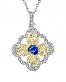 FLORAL STYLE COLORED STONE DIAMOND PENDANT (TP1869)